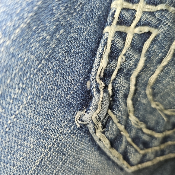 True Religion Boot Cut Jeans Girl's 12 Flap Pocket Thick Stitch Medium Wash - Picture 7 of 7